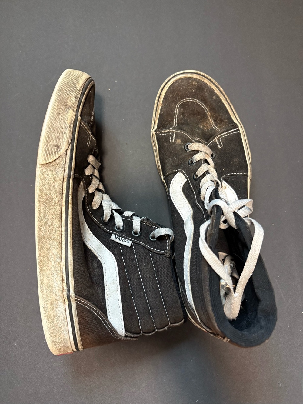 Vans Women’s Black High-Top Sneakers with White Side Stripe